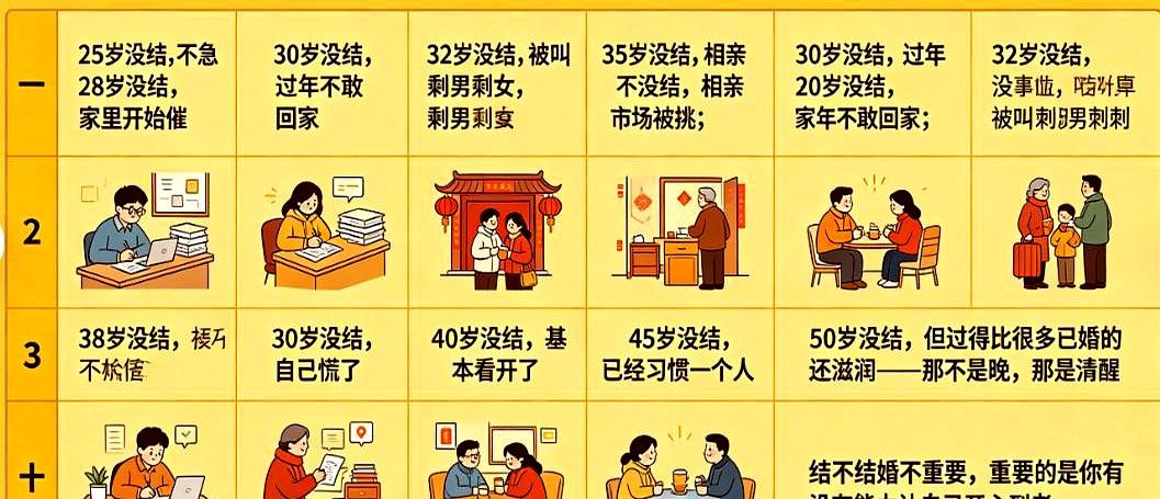 多大年纪没结婚才算“晚”？
说白了，这事儿真没个统一答案。
有人25岁还在慢慢挑