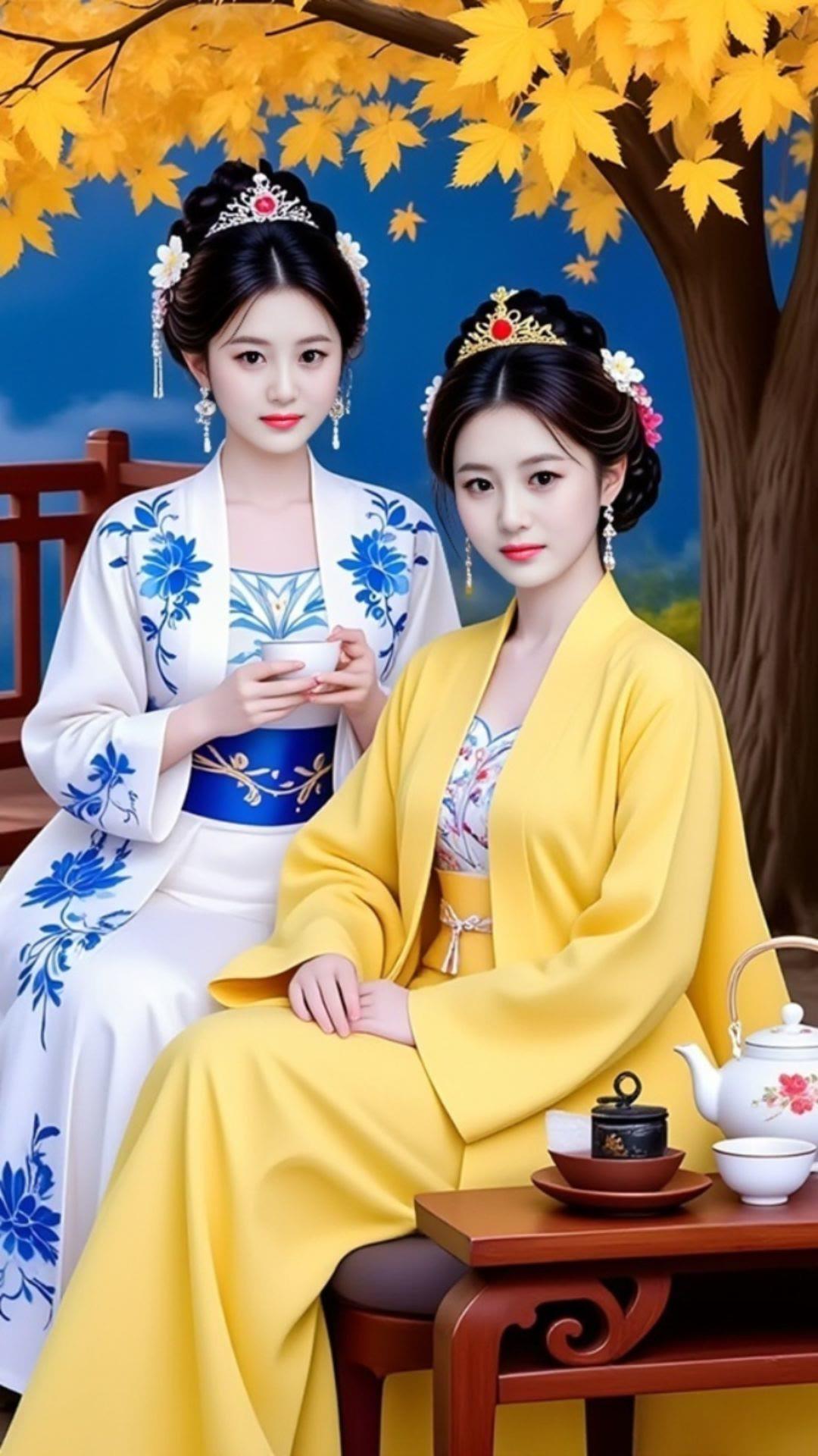 古风少女茶话会，品茗赏花，岁月静好。