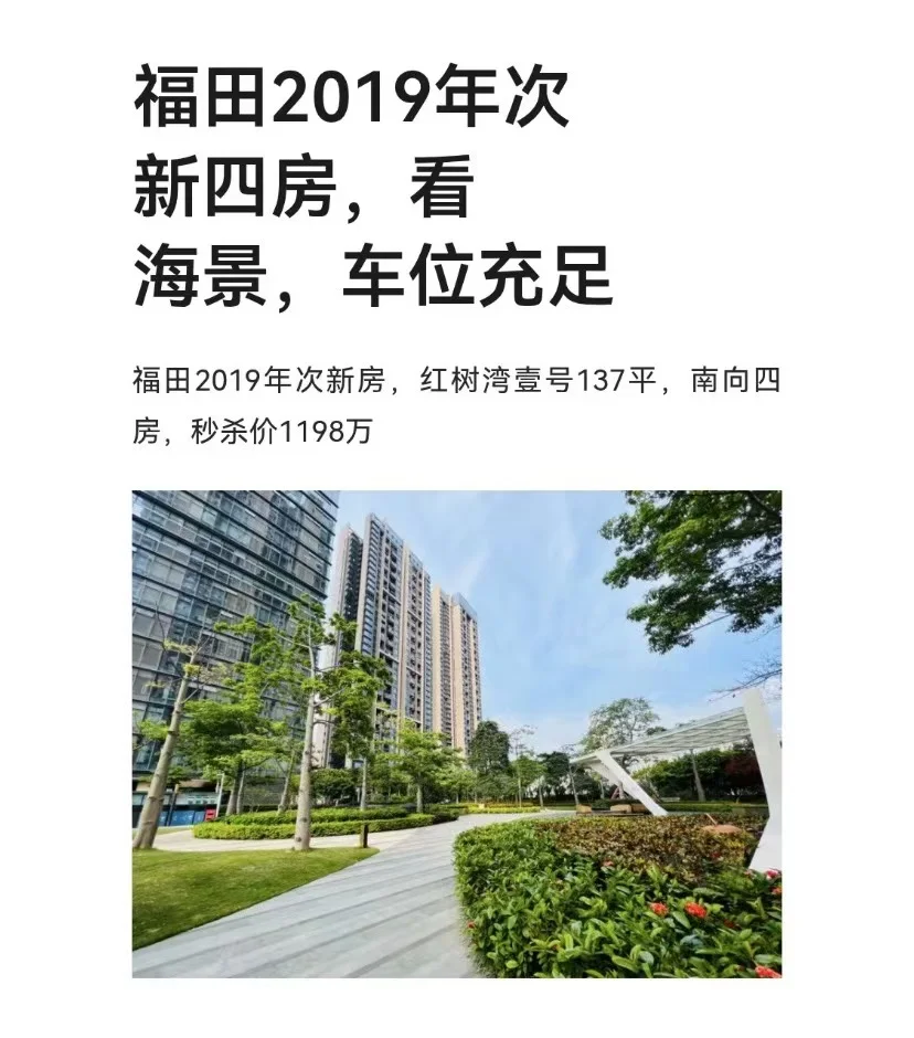 福田2019年次新四房，看海景，车位充足 福田