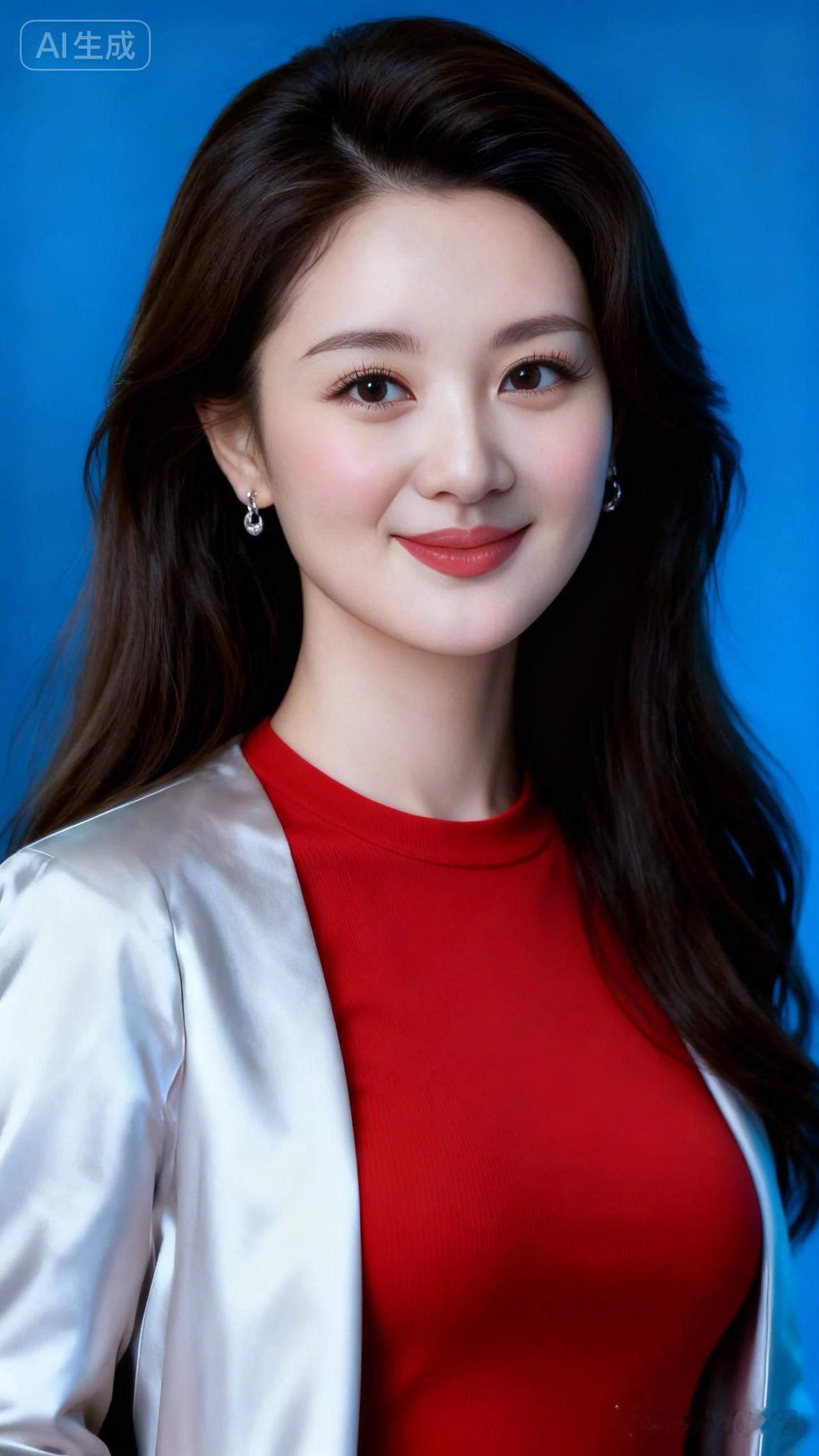 甜美笑容，红衣白外套，元气满满的一天！🌟✨