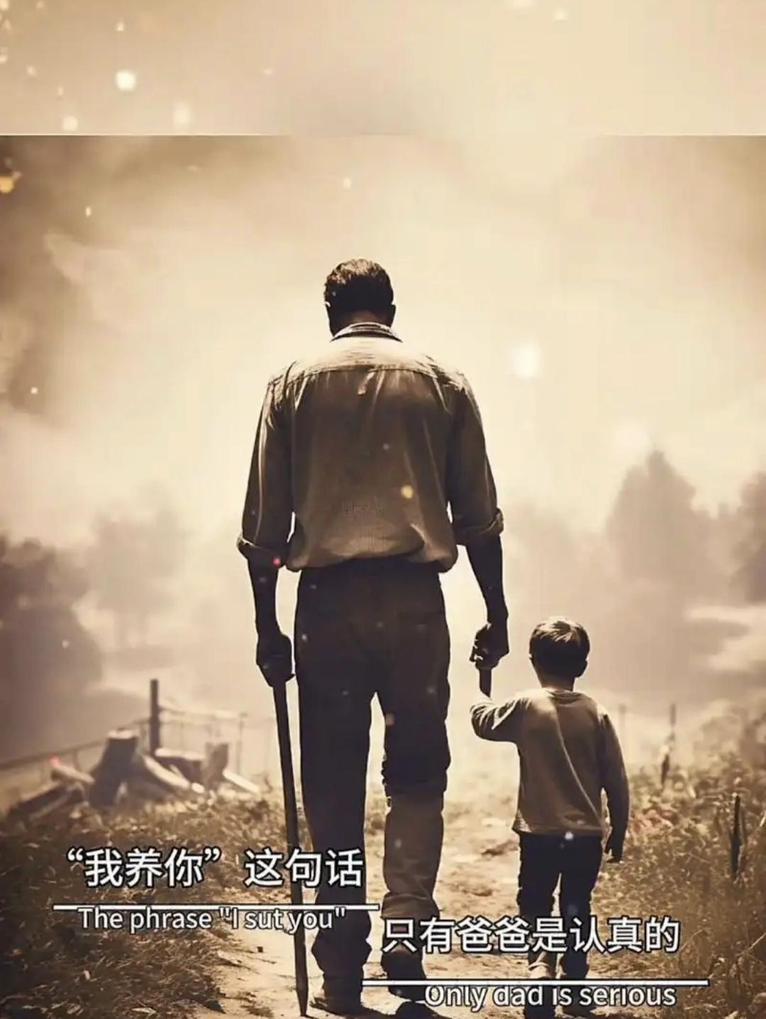 一男子到路边接来看望自己的父亲，一个瘦弱的老头，坐在石柱上，啃着馒头，喝着自带的