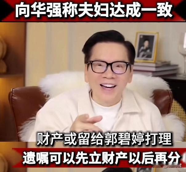 向华强夫妇用心良苦，或将家庭财产交给儿媳妇郭碧婷管理。
向华强称对于家庭财产的管