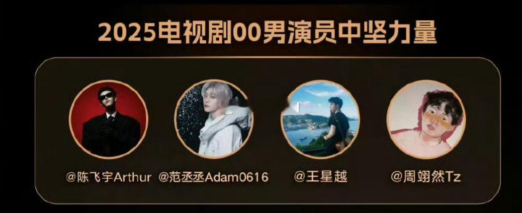 新浪评选的00后四大中坚力量男演员陈飞宇，范丞丞，王星越，周翊然 ​​​