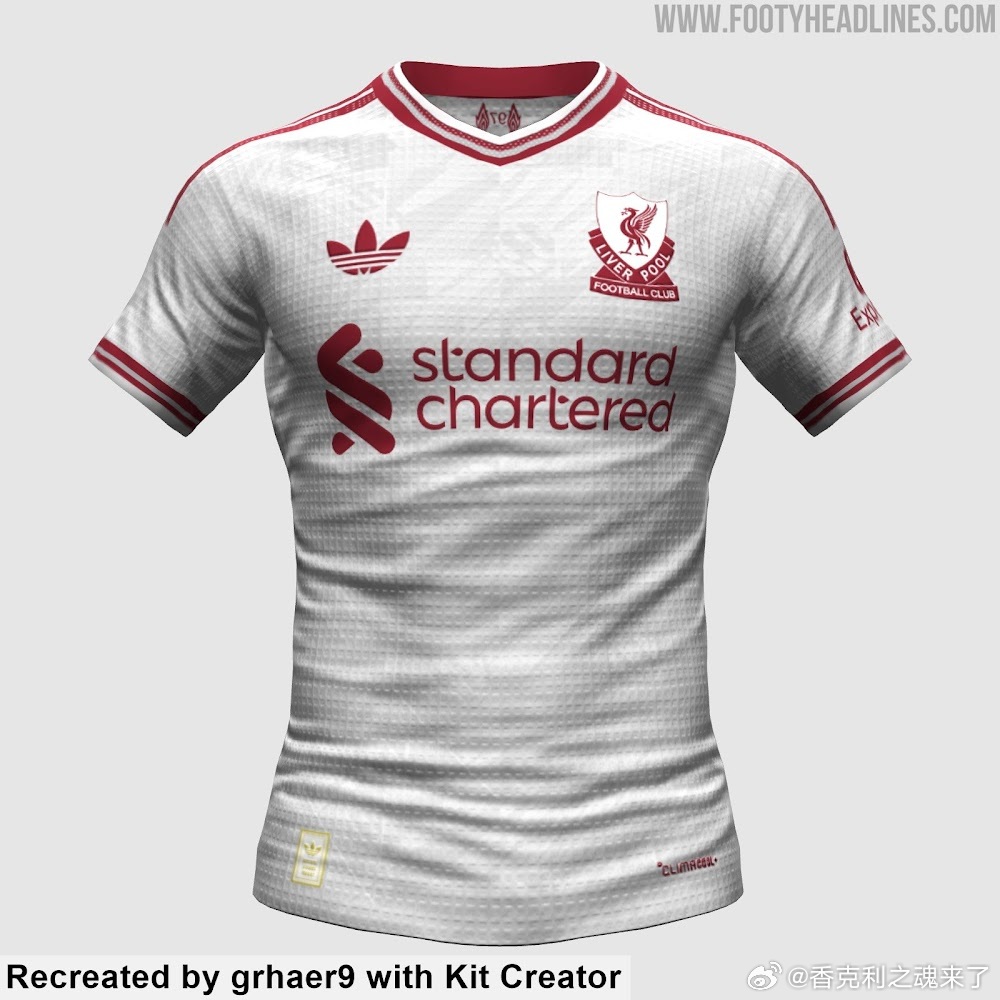 球衣推爆料的26-27赛季客场球衣利物浦