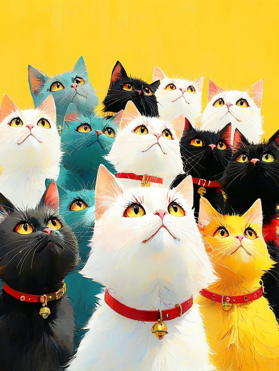 猫咪治愈插画：向右看齐，向前看👀👀