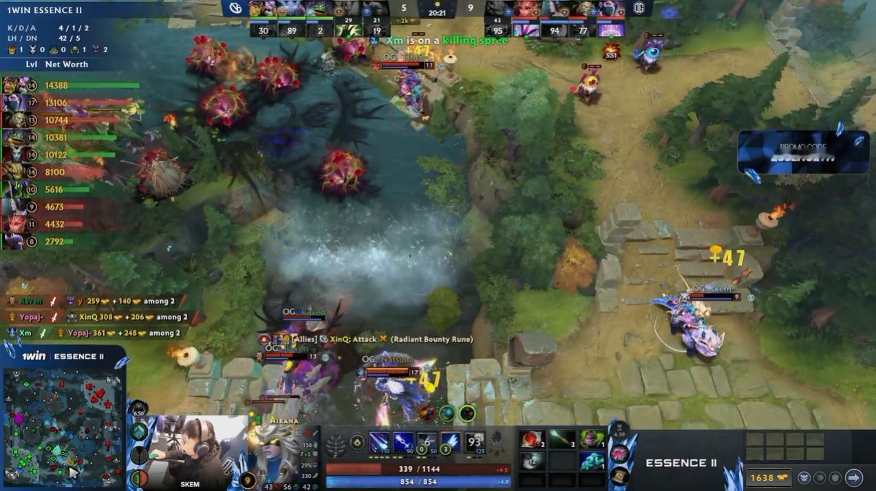 DOTA2 线上赛1W Essence第二季VG对阵OG战队BO2第一局，经过5
