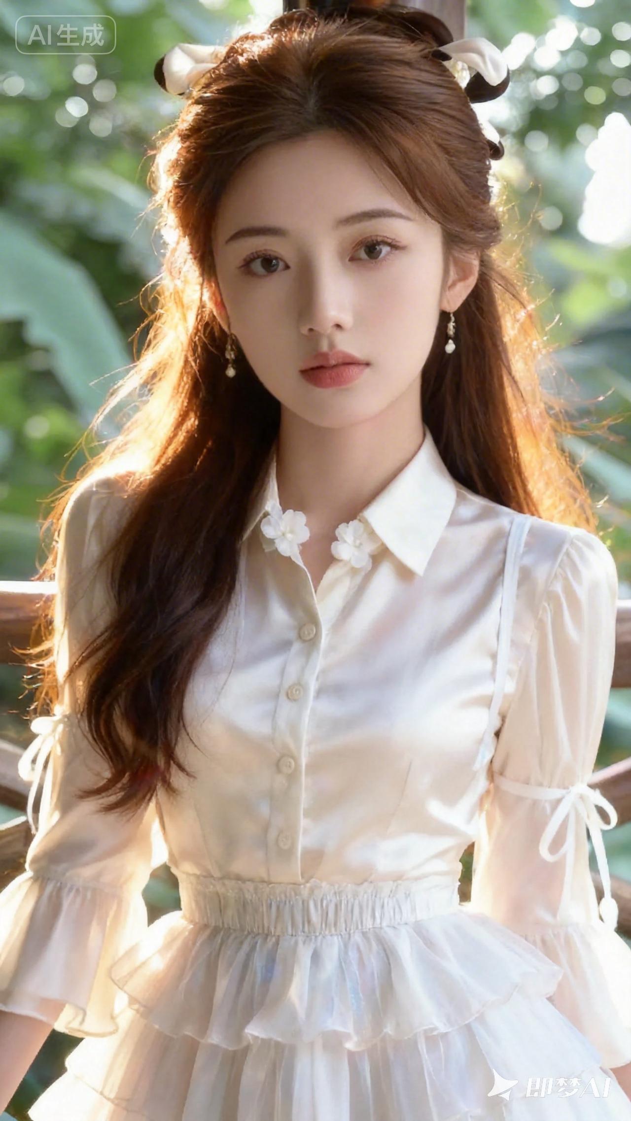 温柔少女风，梦幻白裙，阳光下的清新之美