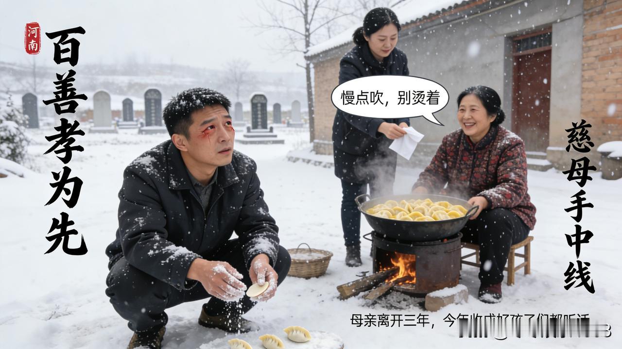 雪天的饺子刚出锅就掉了两次，河南这位男子抹着雪水捡起饺子时，恍惚间又看见母亲坐在