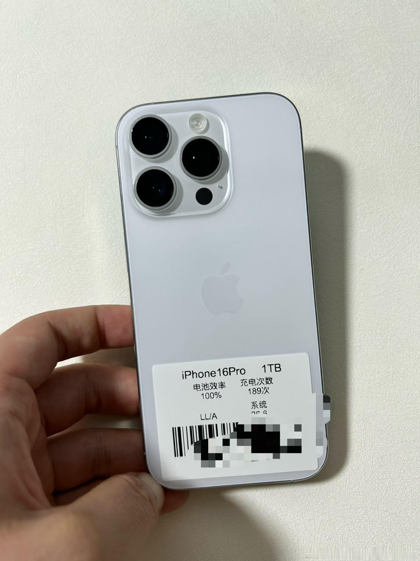 美版iPhone16Pro 1TB 稀缺白，电池效率100% ，充电180来次，
