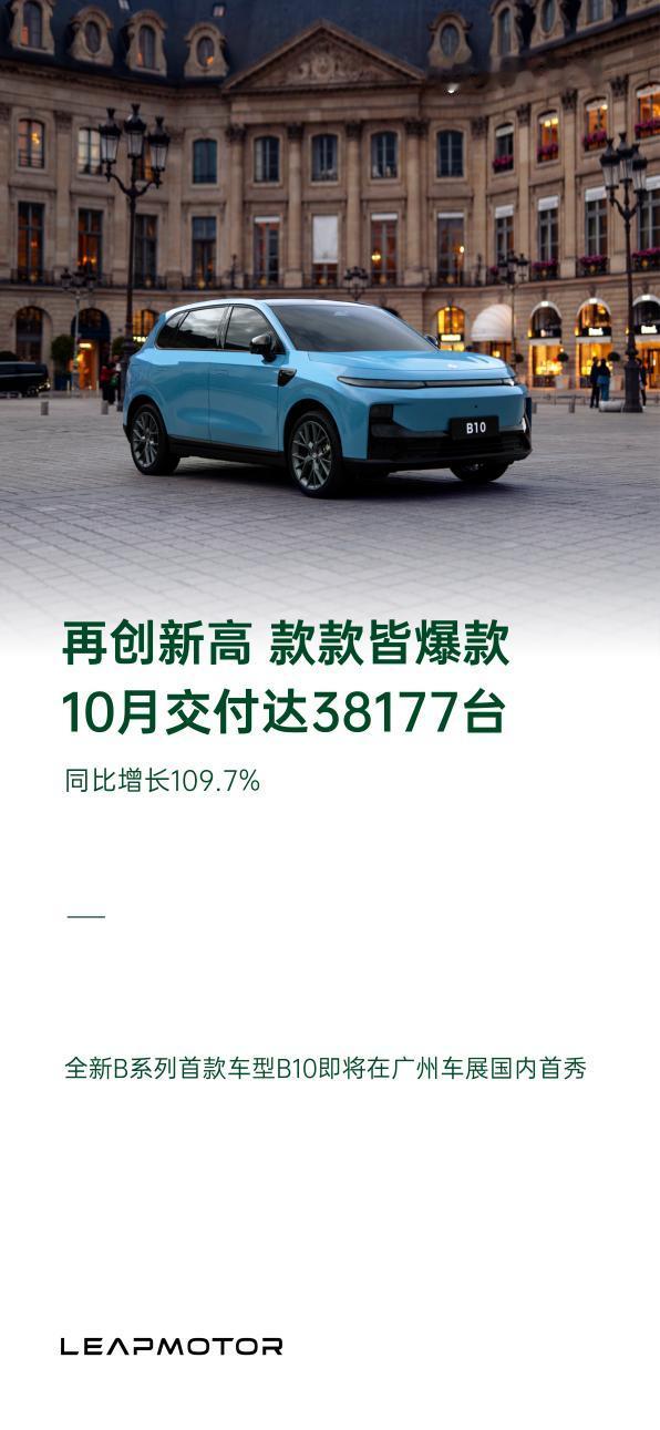 零跑10月交付38177台，新势力排名“稳三争二”！全球市场潜力巨大