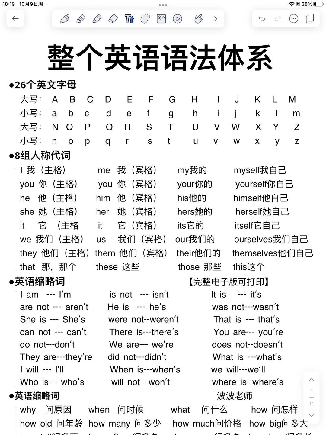 一目了然！英语整个语法体系！3天吃透牛逼了！快速提分秘笈！