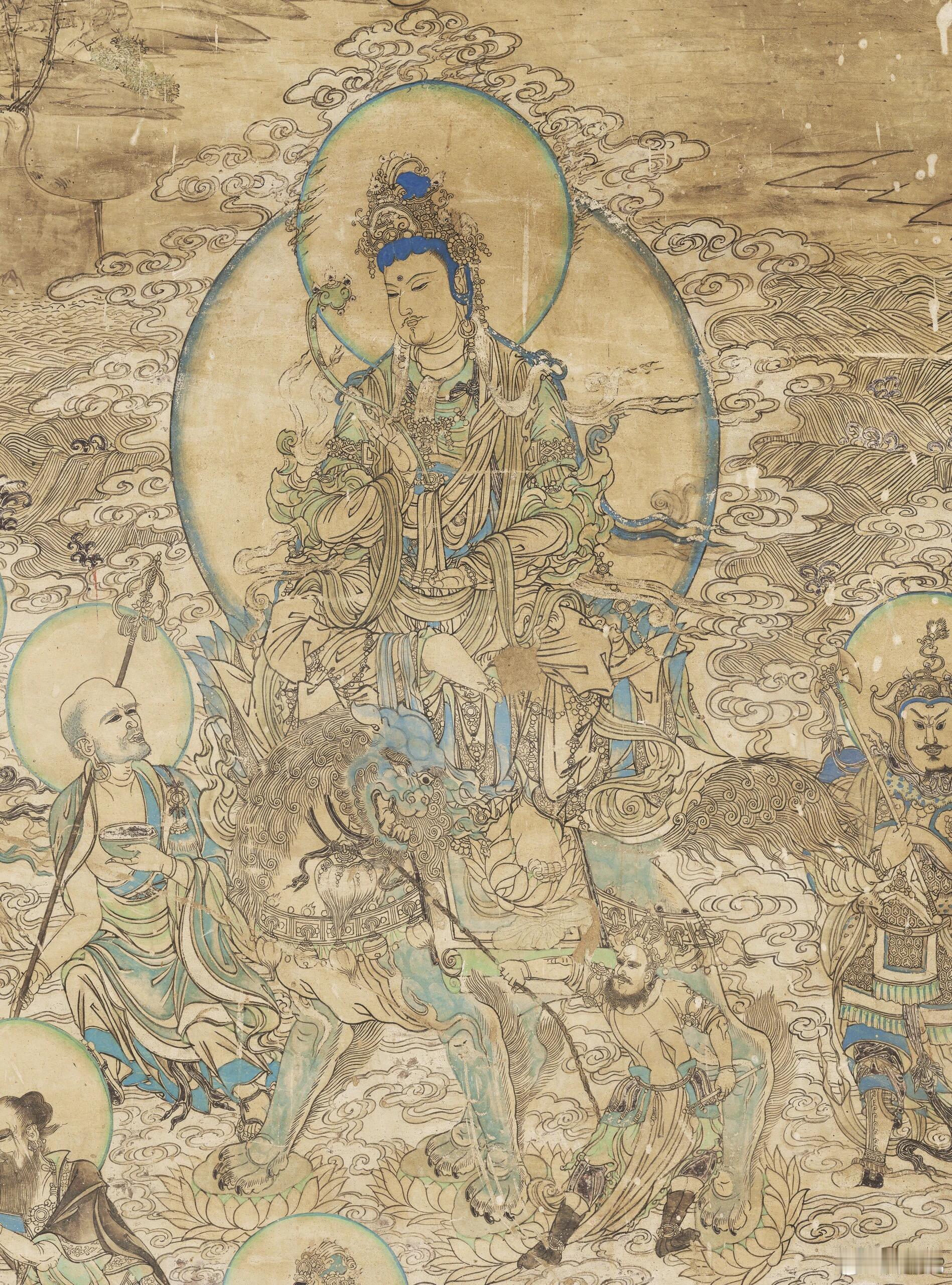 敦煌榆林窟第3窟西夏壁画 |《文殊变》 白描 ​​​