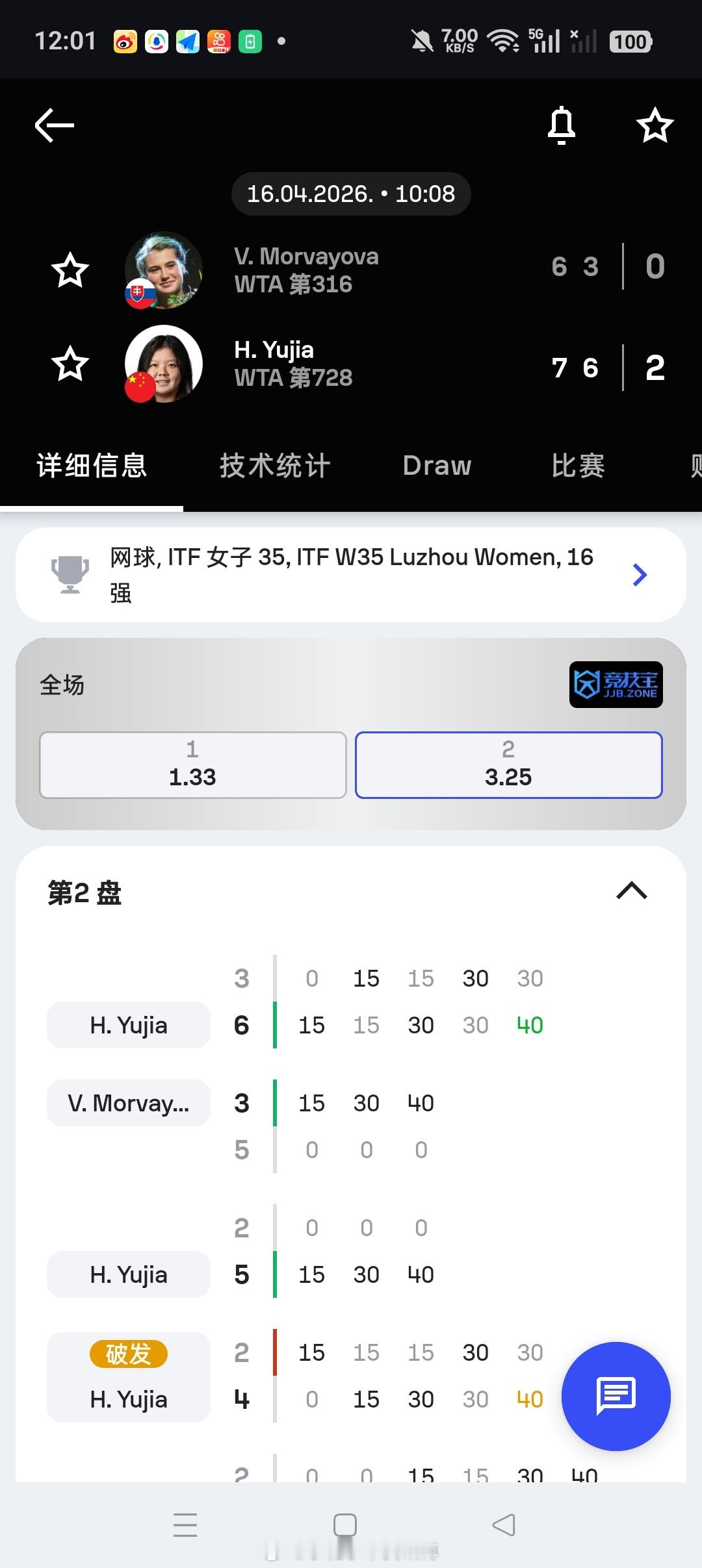 【🇨🇳泸州W35】女单第二轮:资格赛突围的🇨🇳黄裕迦7-6(3)6-3击