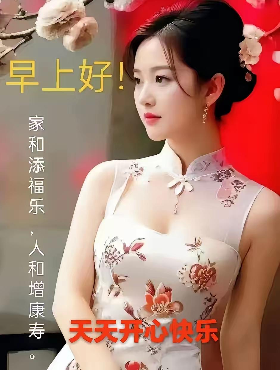日出紫气腾，
霞光暖心情。
朋友早上好，
无忧度生平。