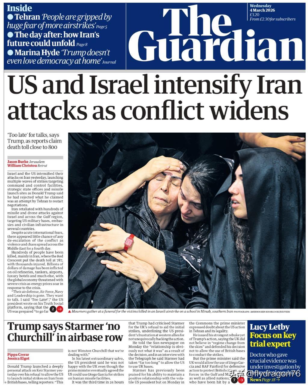 🇬🇧真是难以置信！在米纳贝学校遭到野蛮轰炸三天后，英国几家左派报纸终于在头版