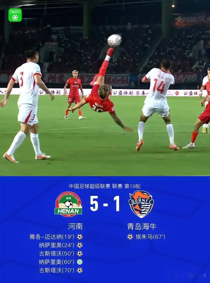 河南5:1胜残阵青岛海牛！

说句老实话，实在不理解青岛海牛为啥要同意在本周二补