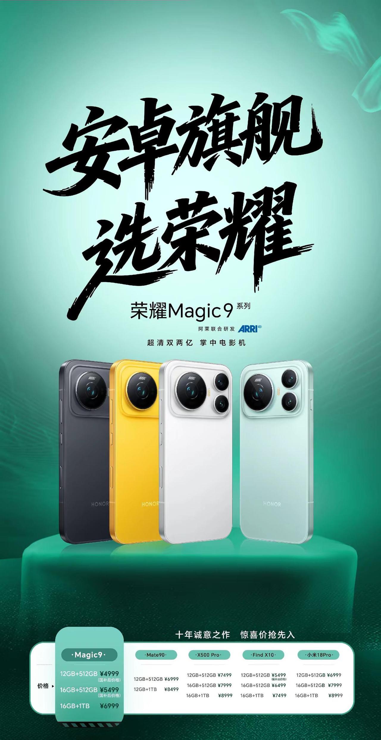 安卓旗舰选荣耀🔥荣耀Magic9系列 阿莱联合研发影像，硬实力拉满，十年诚意之