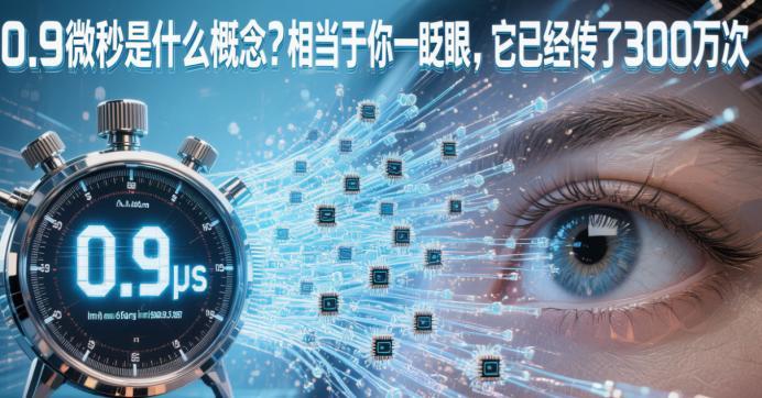 0.9微秒端到端通信时延是什么概念？相当于你一眨眼，它已经传了300万次。

最