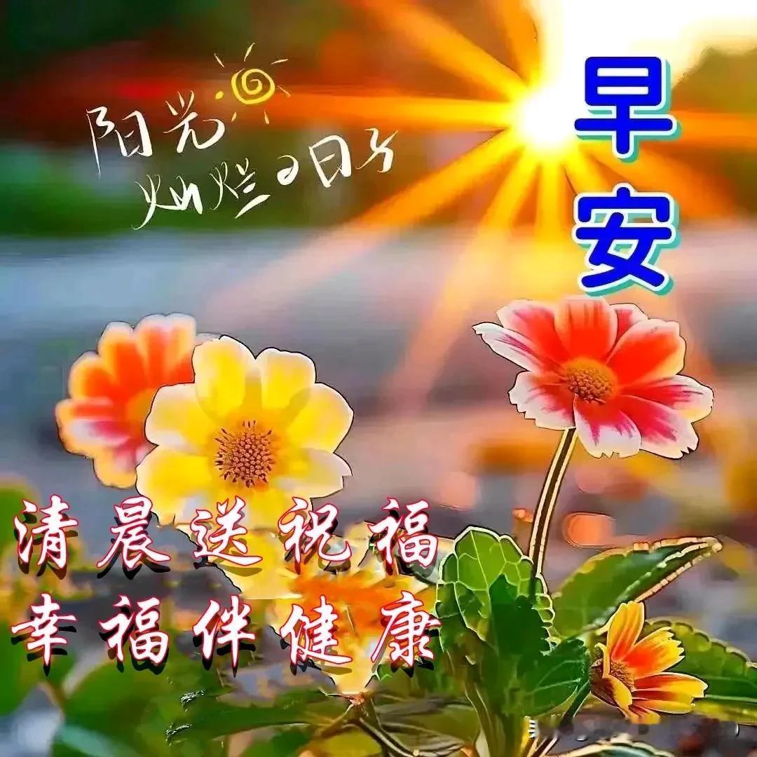 清晨问候送祝福，
幸福生活好运来；
心想事成笑开颜，
健康快乐每一天。