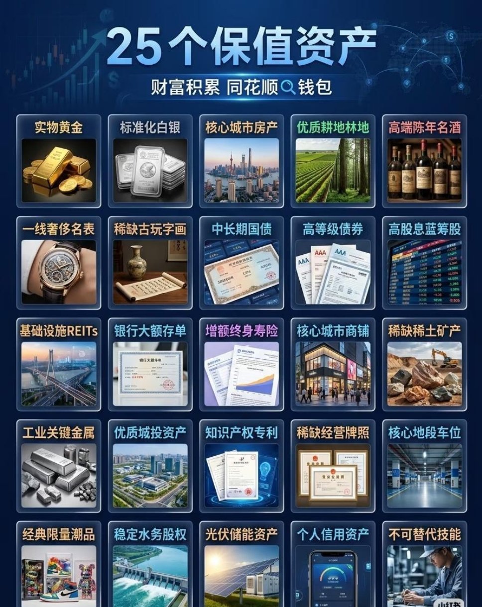 真正能穿越周期的25个保值资产，普通人守住家底就靠它们✨我们终其一生拼尽全力赚钱