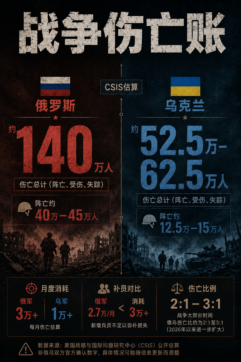 美国智库：俄军累计伤亡约140万人，已超过苏联战后历次战争总和数倍美国战略与国际