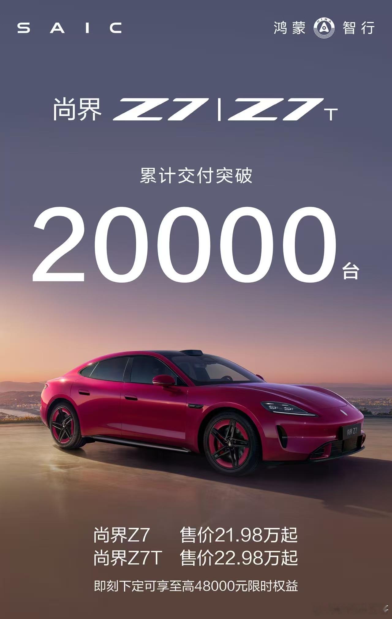 这速度可以！尚界Z7 尚界Z7T 累计交付突破20000台智慧出行体验玩转鸿蒙座
