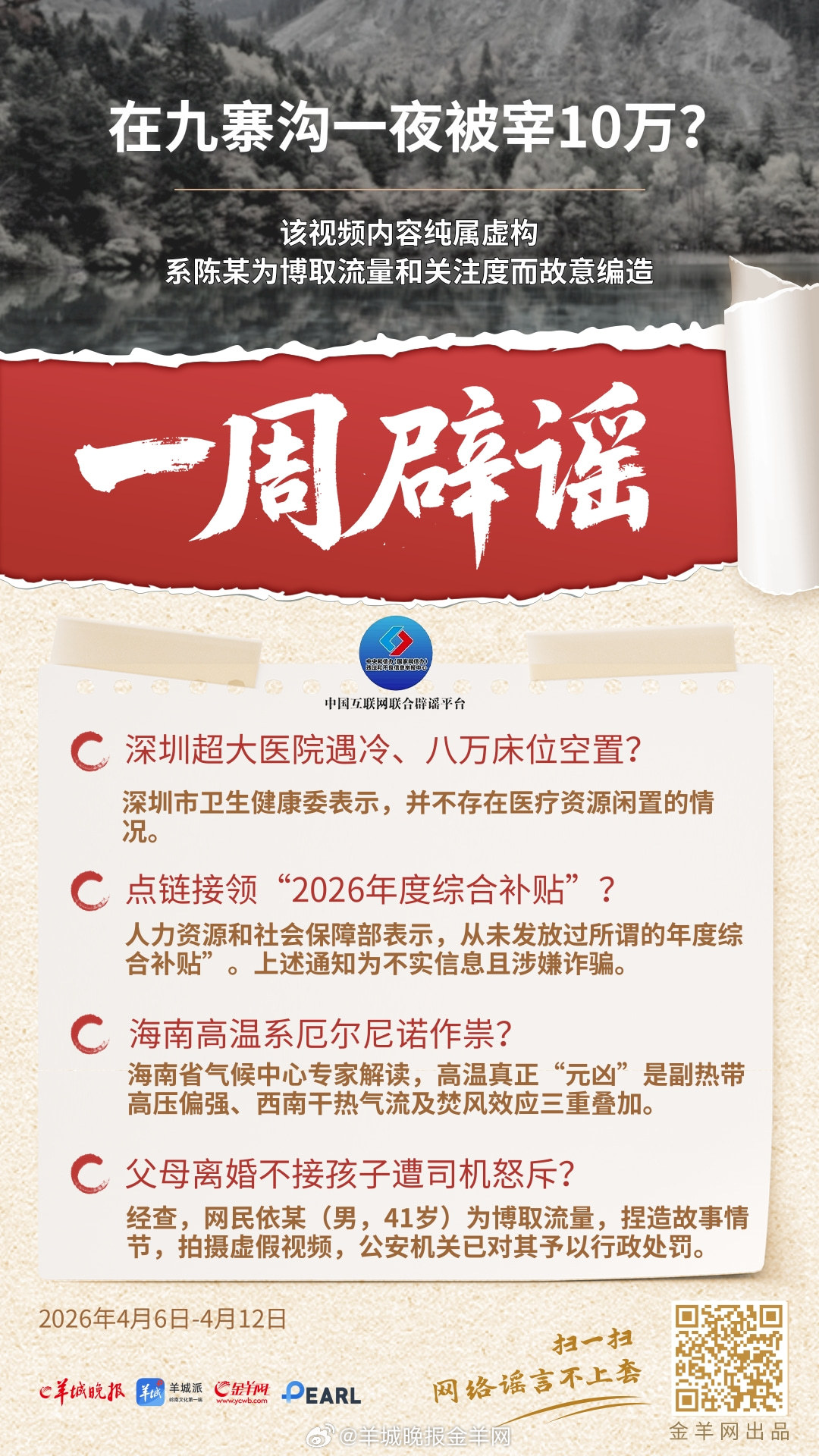 #一周辟谣##照谣镜#    更多精彩报道，请扫码关注羊晚全媒体报道！#女子1天