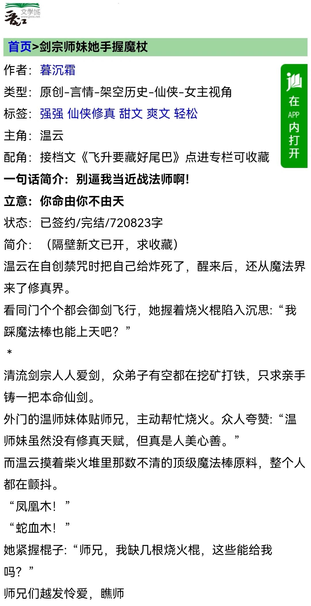 剑宗师妹她手握魔杖