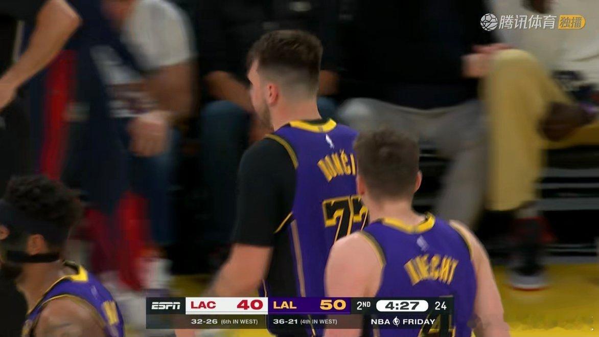 湖人领先10分，打停快船！东契奇带队 