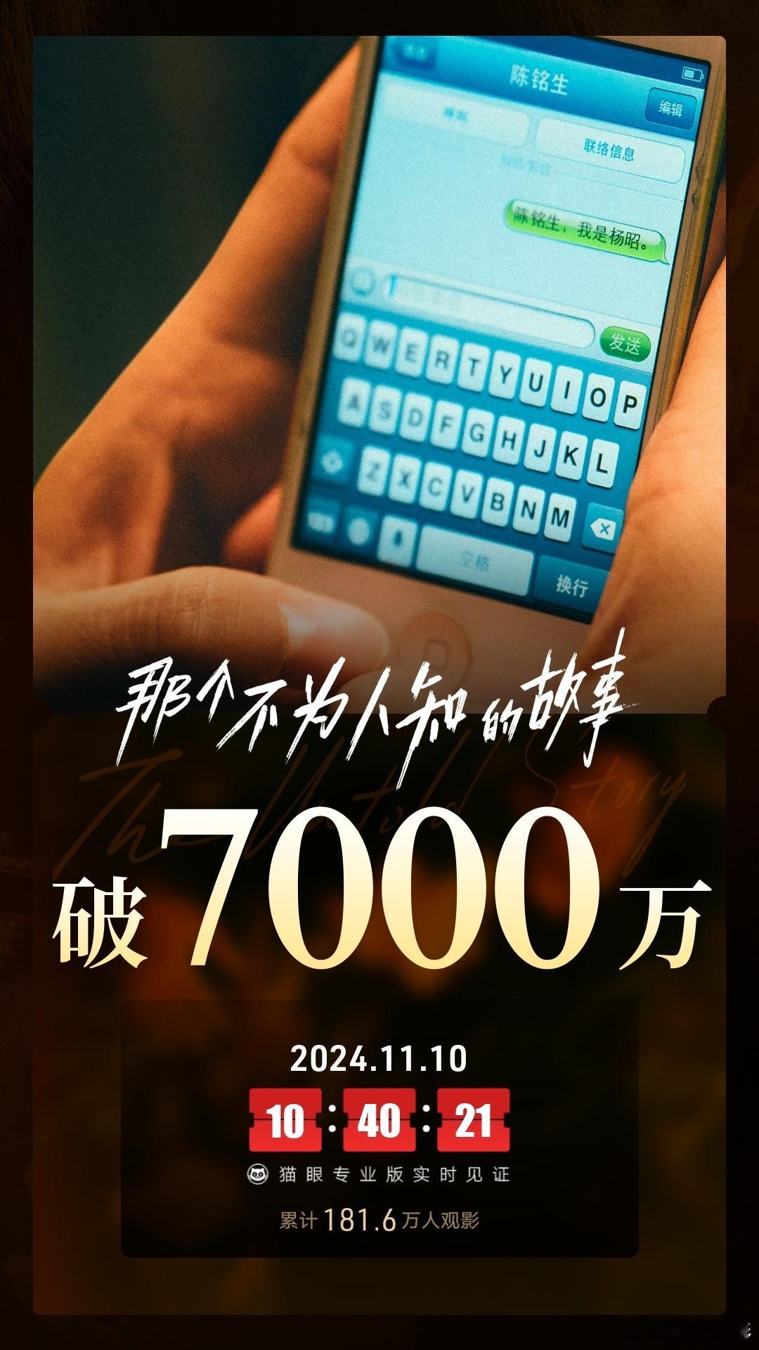 #电影那个不为人知的故事# 上映2天，总票房破7000万#佳片奇遇季# ​​​