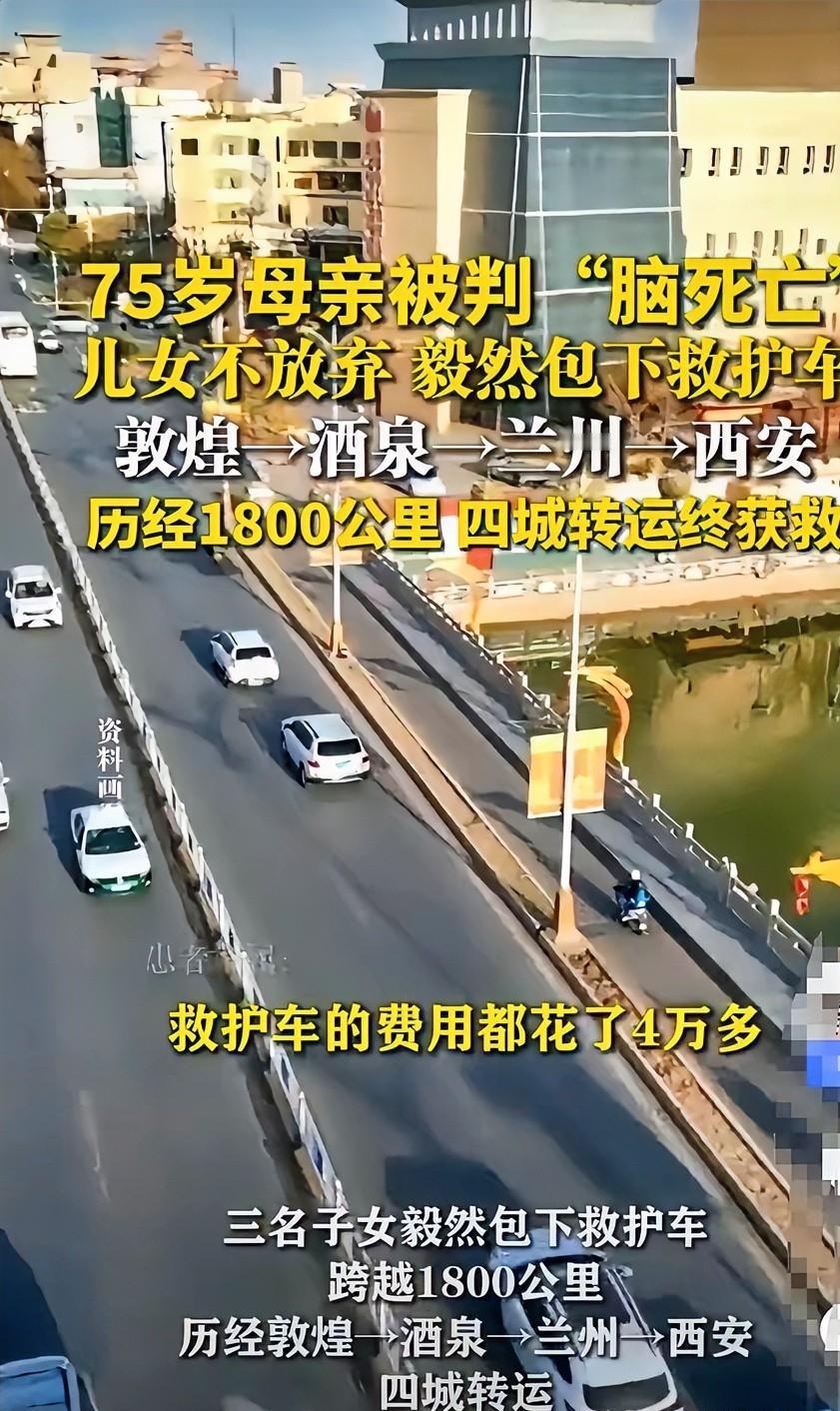 泪目！甘肃一7旬老人被判“脑死亡”，可子女不信邪，花4万包了辆救护车，跨越180