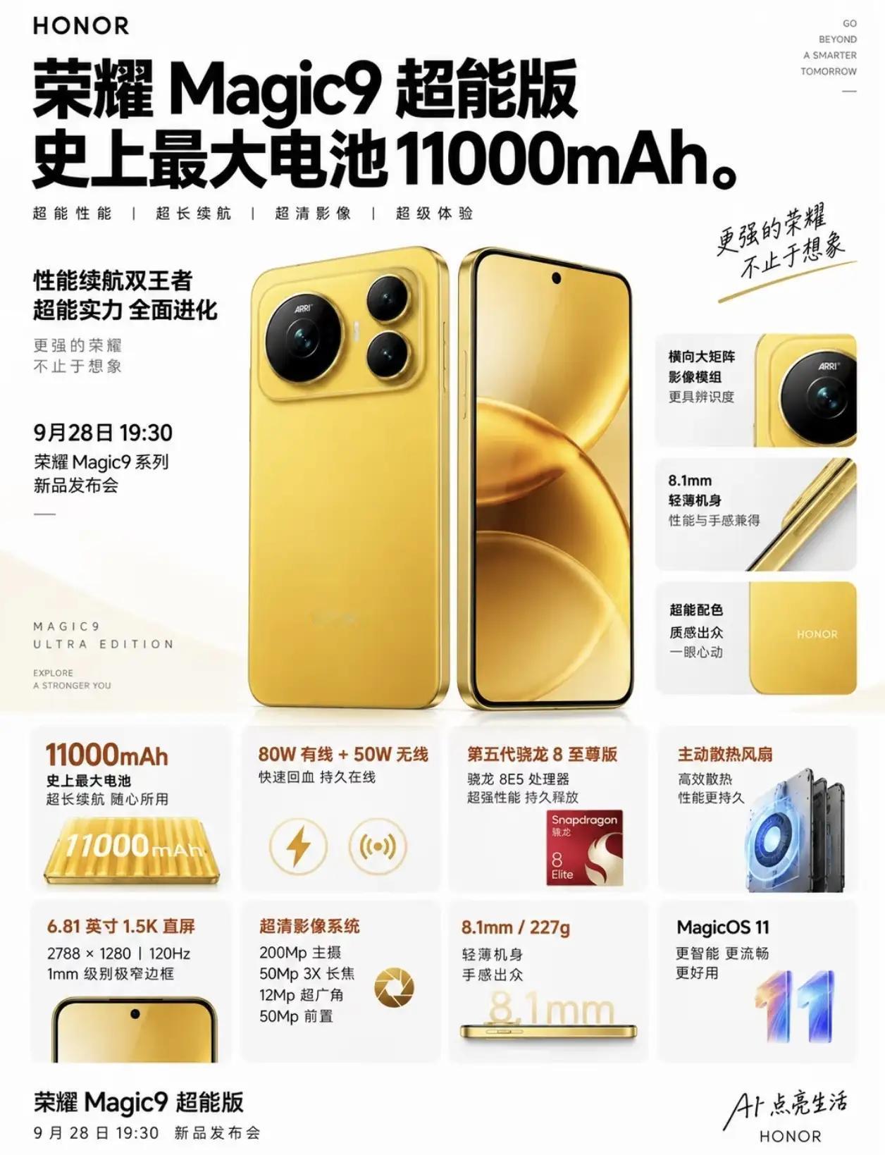 荣耀Magic9超能版这回真的放大招了🔥
直接上11000mAh超大电池，续航