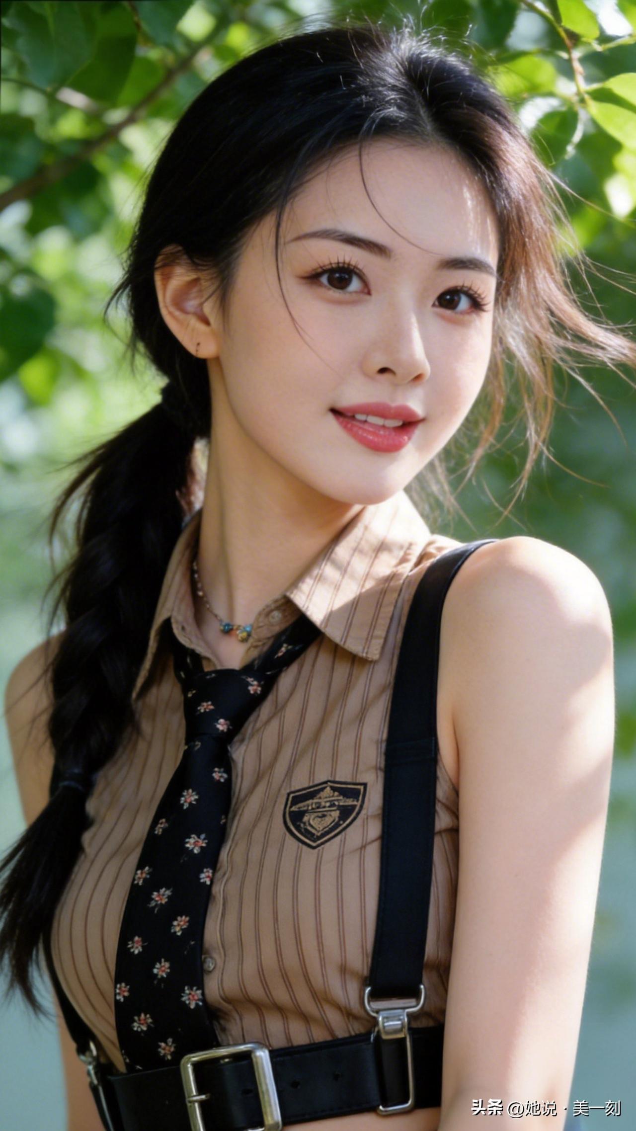 甜美少女风，条纹衬衫+蝴蝶结，清新自然，元气满满！🌸💕女人最耐看的长相是什么