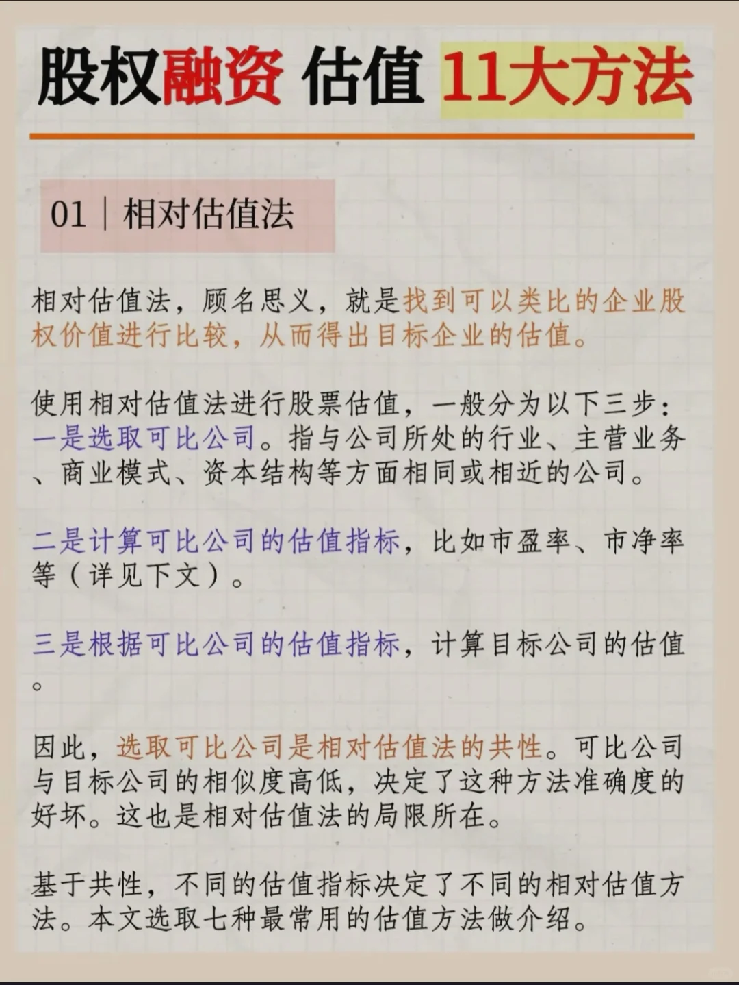 股权融资估值11大方法🌟