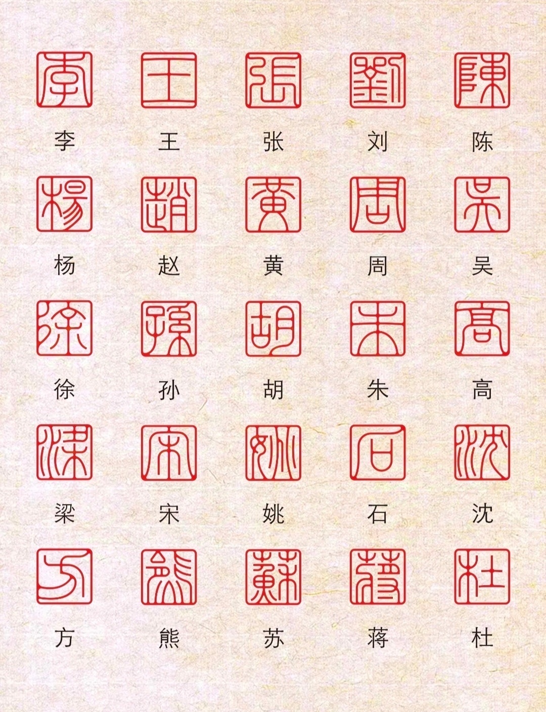 325个篆书版百家姓。 