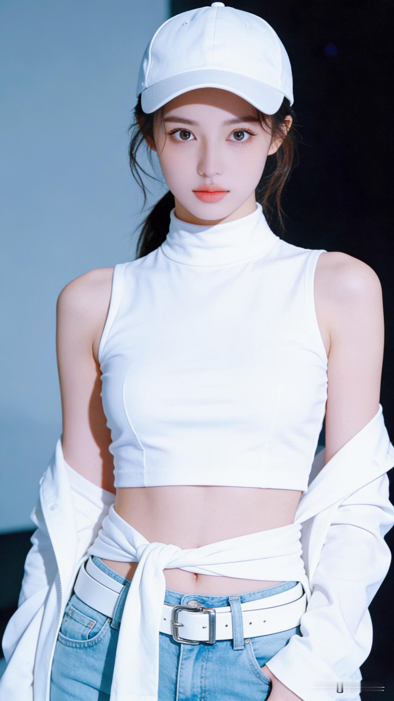 清新夏日穿搭，白色帽衫搭配牛仔裤，简约又时尚！女生怎么穿搭会看上去很优雅 白色棒