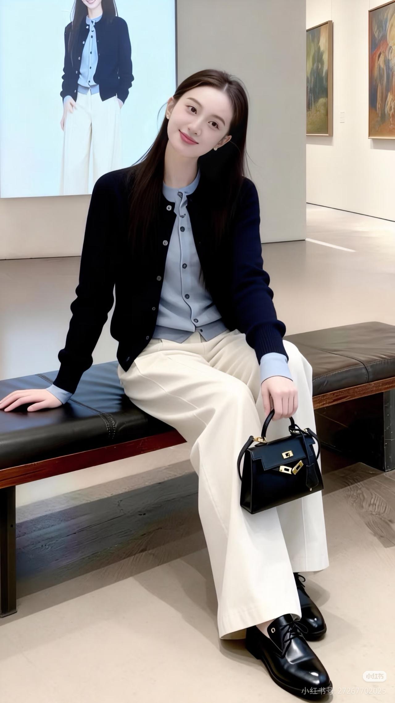 画中人影，静坐观画。