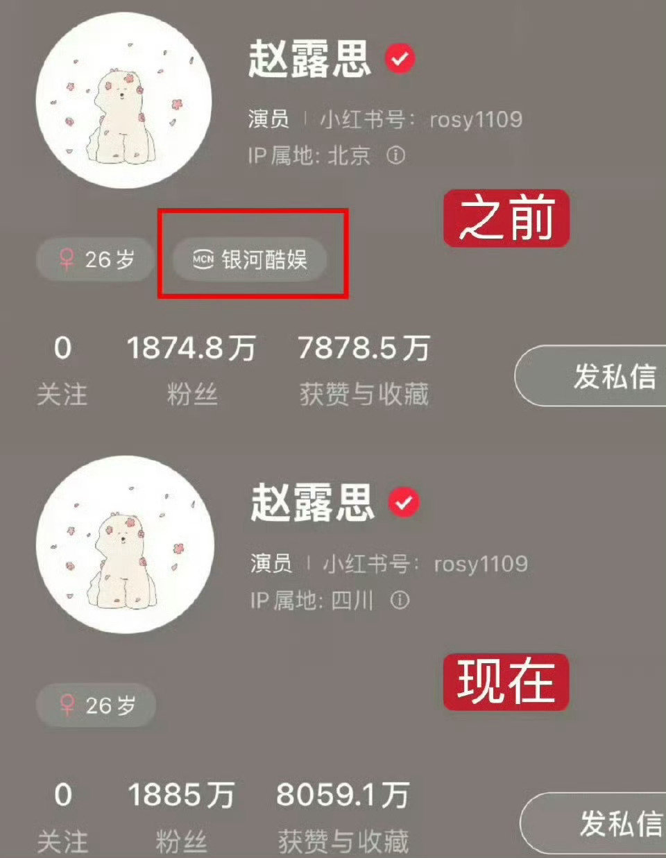 哇！露思主页不显示银河酷娱的mcn了！！赵露思主页不显示银河酷娱了 赵露思主页没