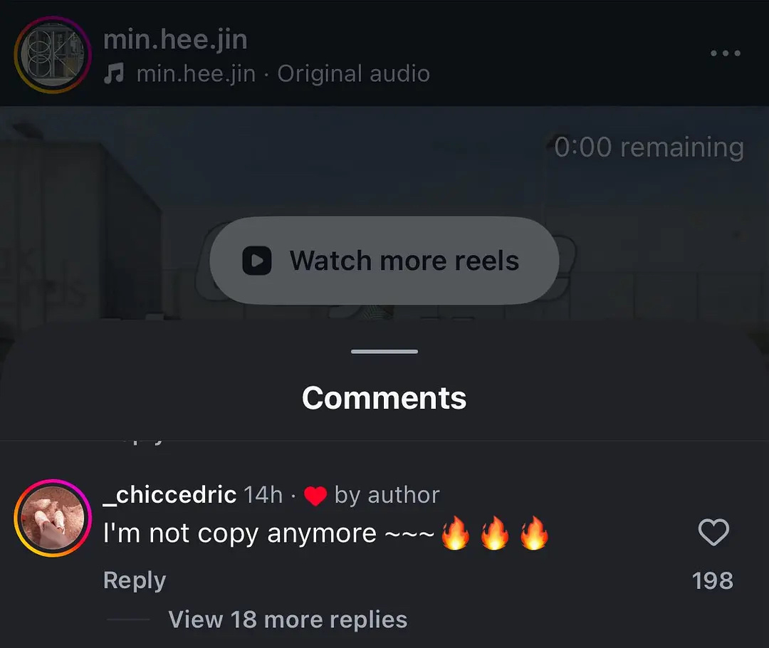 闵熙珍疑似喊话illit 闵熙珍疑似喊话illit：点赞I'm not copy