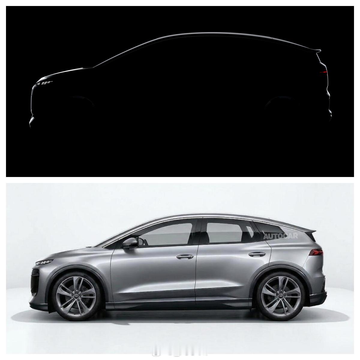 奥迪A2 e-tron官方预告图 侧面线条看着还是不错的！奥迪A2 e-tron