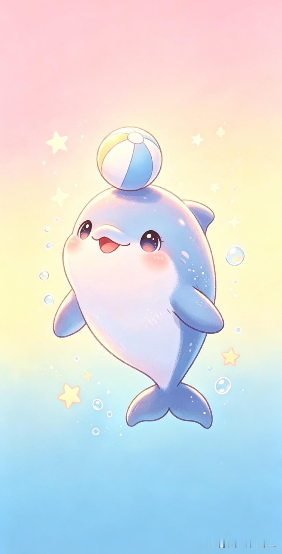 超萌的卡通海豚，可爱到爆！🐬💙✨