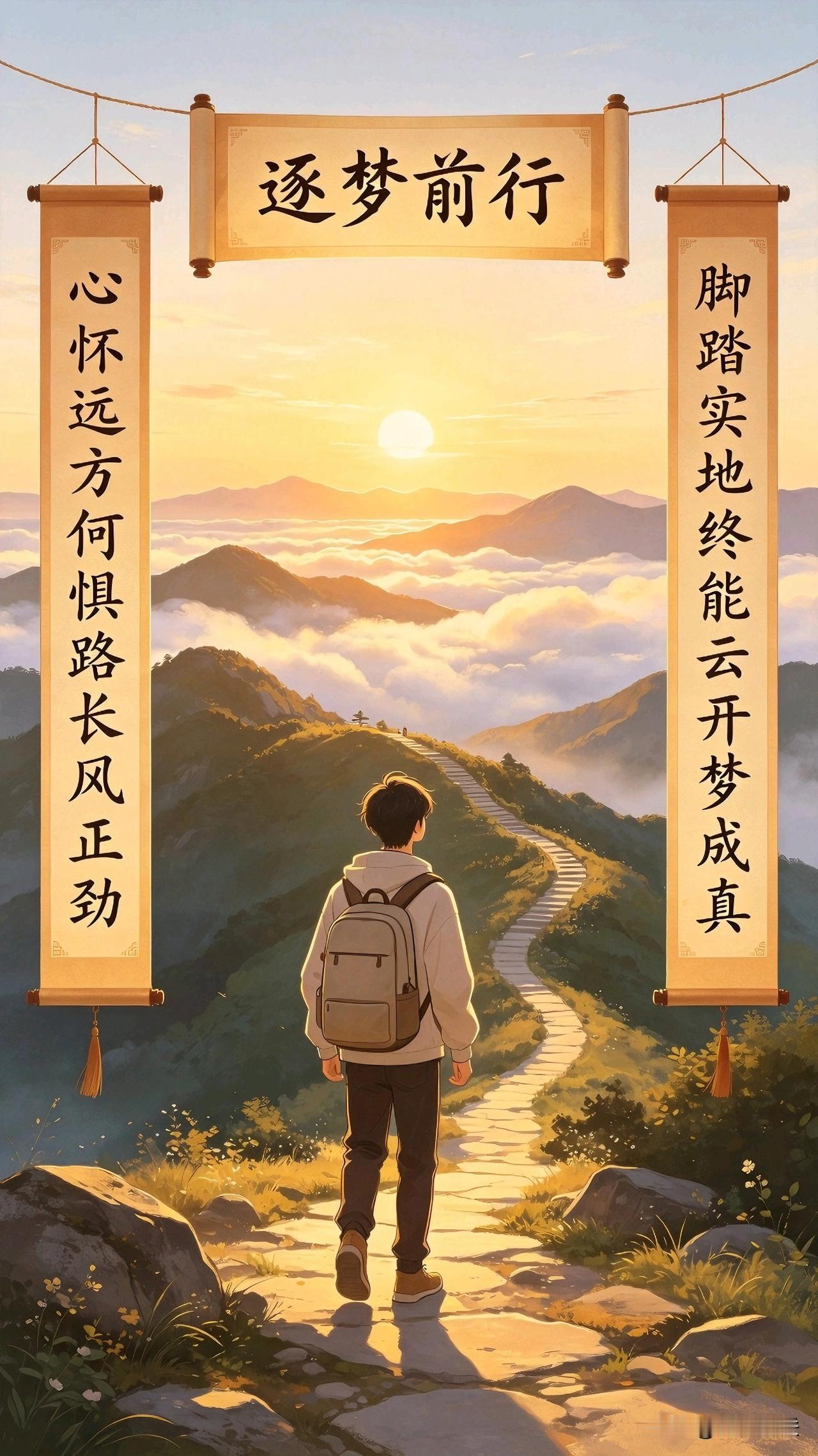 努力不是为了感动谁，而是为了让自己有更多选择。
 
对联 
 
横批：逐梦前行