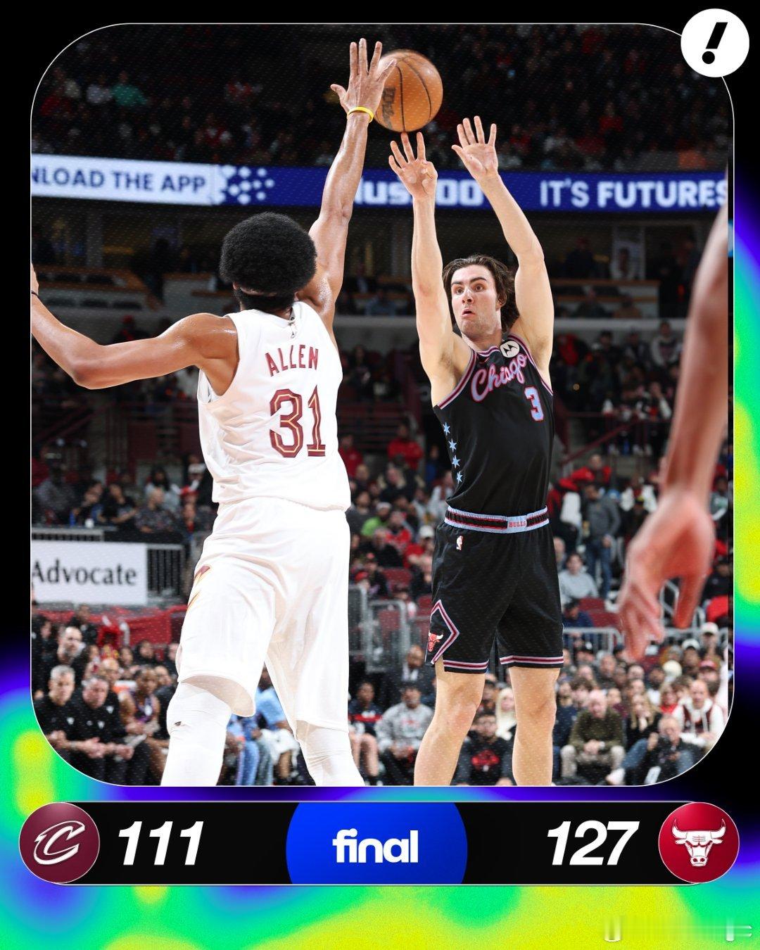 骑士111-127公牛，遭遇两连败！本场比赛过后，骑士战绩来到15胜13负，排名