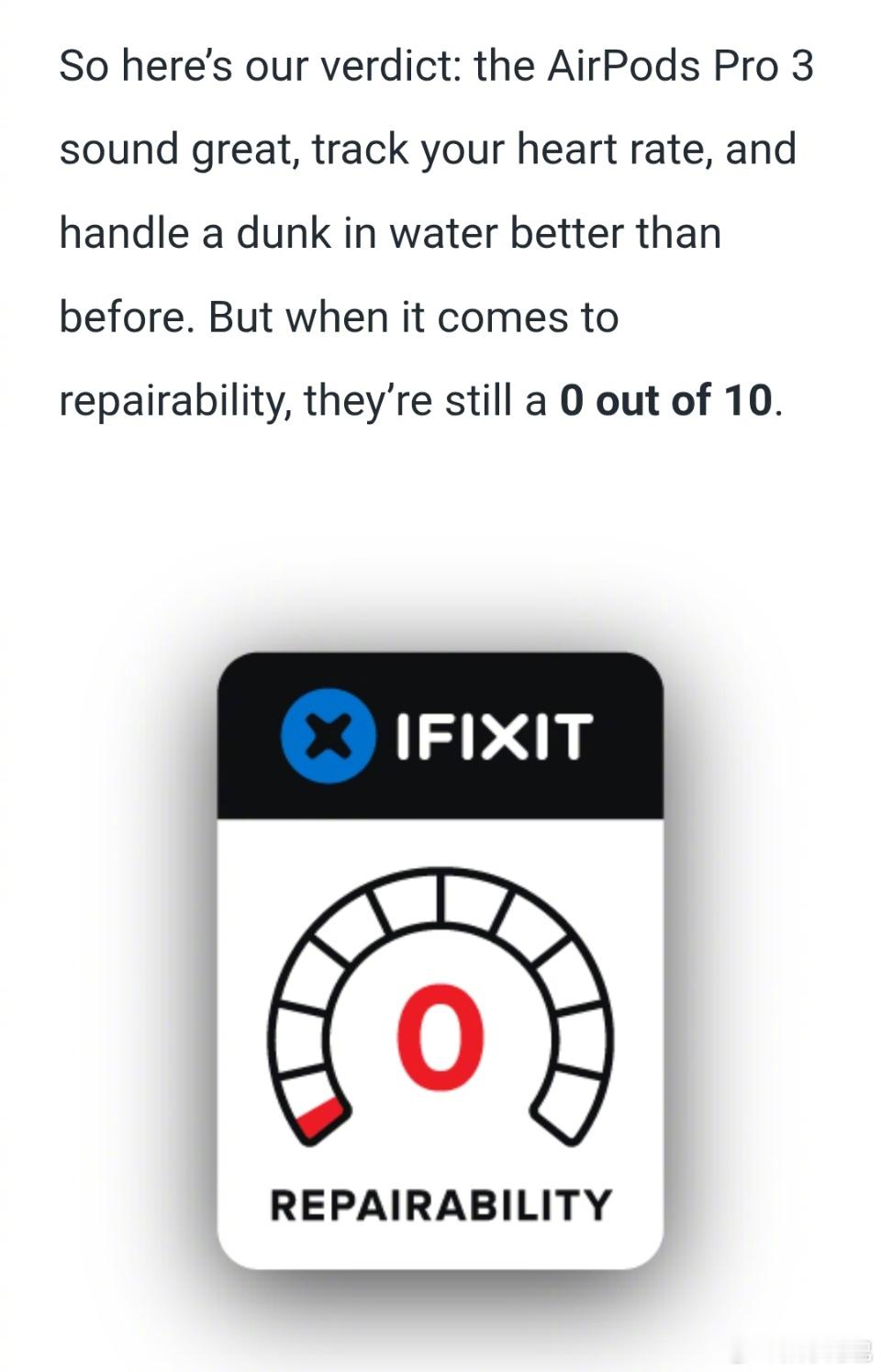 iFixit 拆解苹果 AirPods Pro 3，可维修得分依旧是 0 分[d