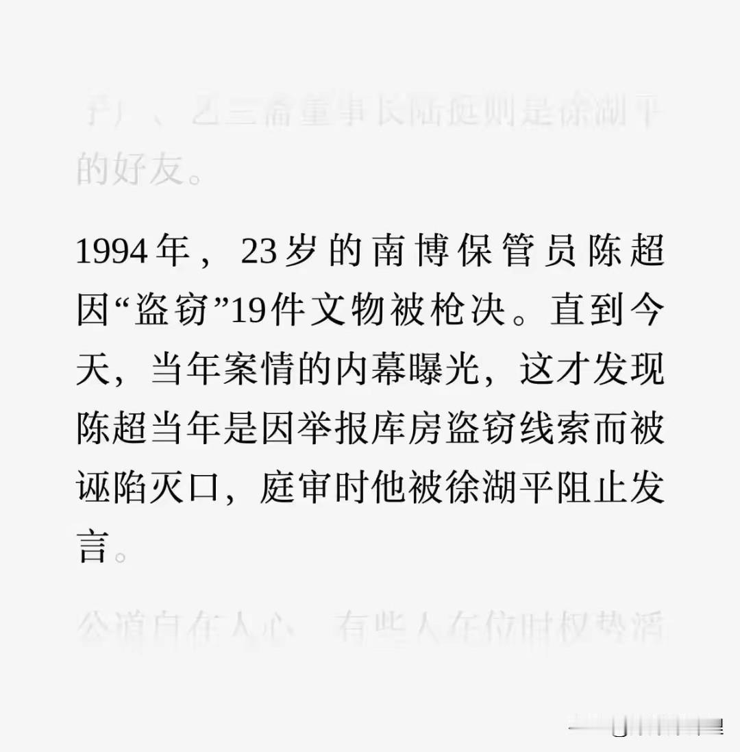 徐湖平这事儿被翻出来，真是越琢磨越让人后背发凉。

还记得1994年吗？南京博物