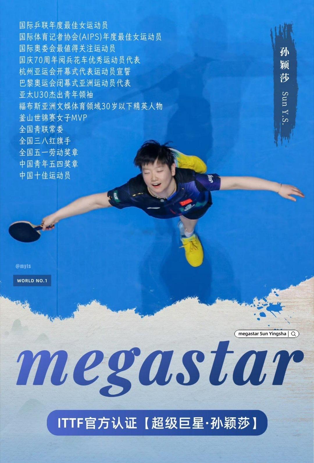 国际乒联在2026年伦敦世乒赛阵容官宣中，首次用"megastar"（超级巨星）