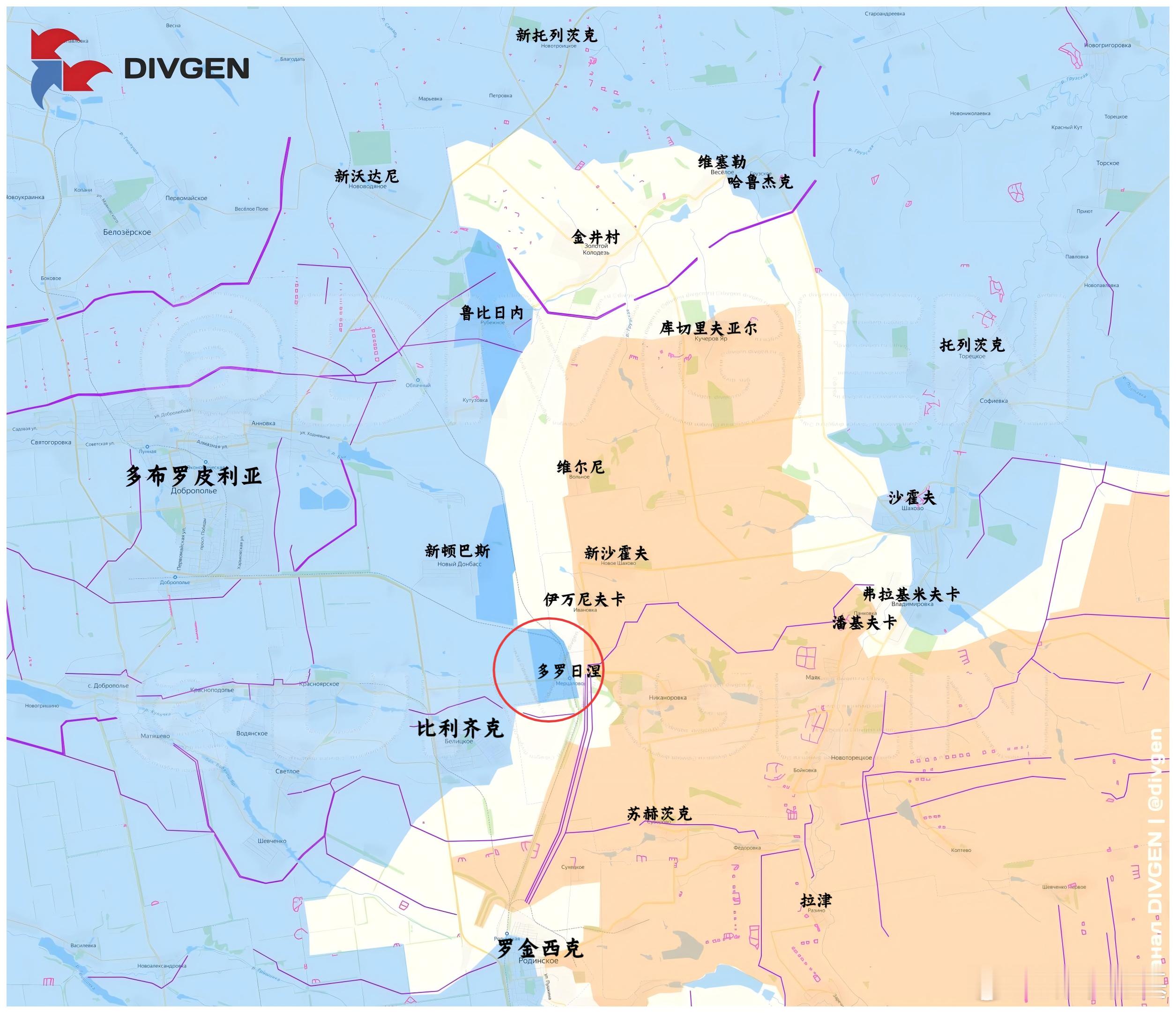 据当地消息称，多罗日涅也被乌克兰武装部队控制。来源：DIVGEN 🚩 Карт