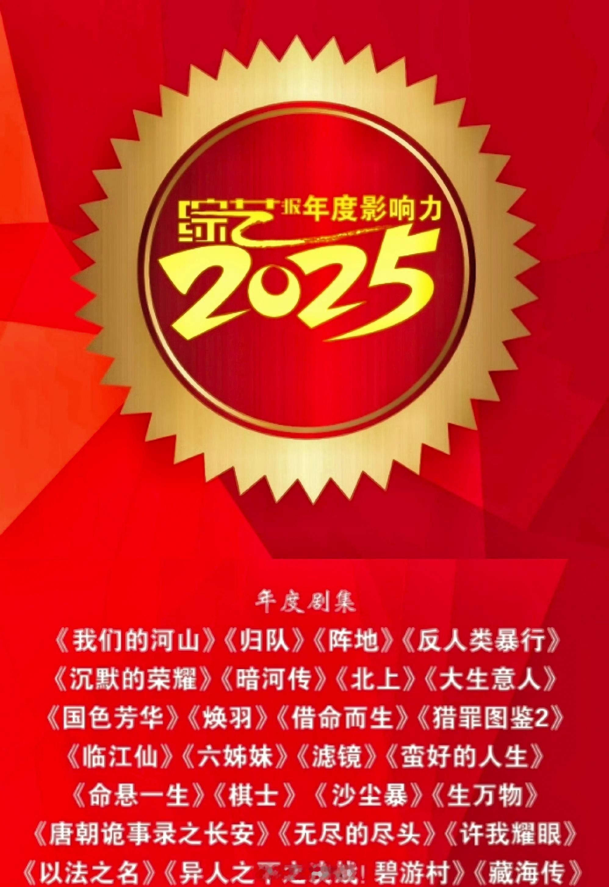 广电《综艺报》2025年度剧集《暗河传》《北上》《国色芳华》《借命而生》《滤镜》