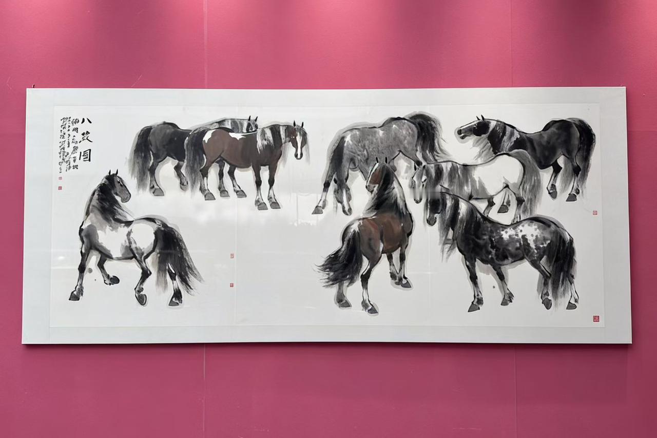 送上一幅八骏图，祝各位马年吉祥，马上成功！