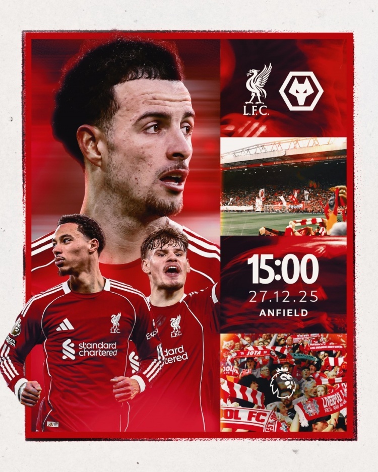 #利物浦发布对阵狼队海报#今晚23点，英超第18轮利物浦主场对阵狼队，此役也是利